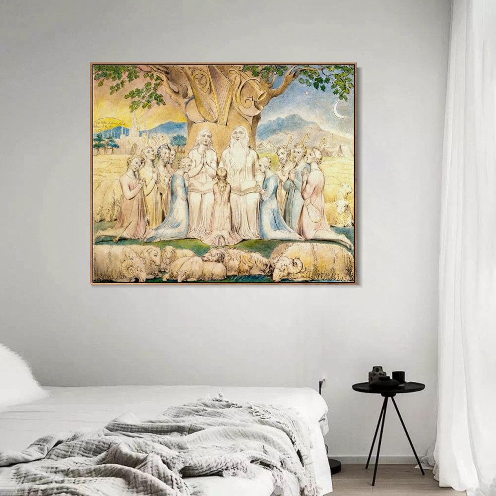 INVIN ART Framed Canvas Giclee Print Art Job and His Family by William Blake Wall Art