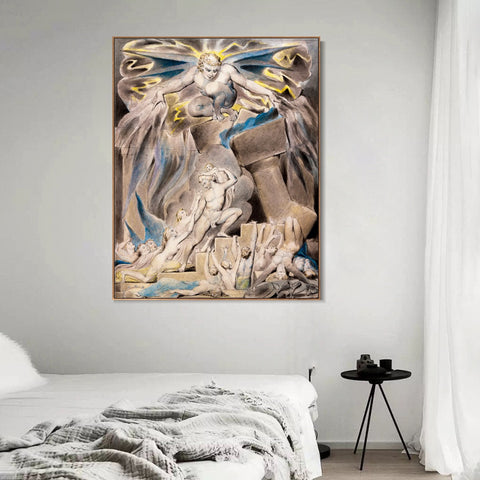 INVIN ART Framed Canvas Giclee Print Art Series#012 by William Blake Wall Art Living Room Home Office Decorations