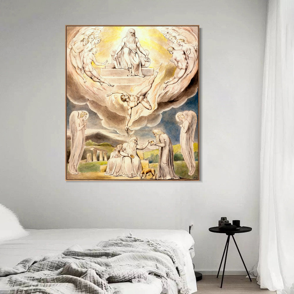 INVIN ART Framed Canvas Giclee Print Art Satan Going Forth from The Presence of The Lord by William Blake Wall Art