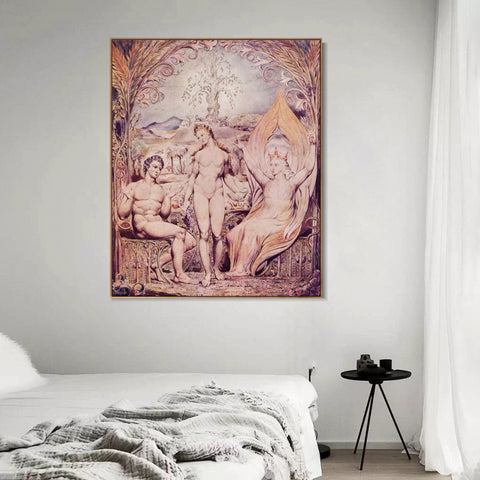 INVIN ART Framed Canvas Giclee Print Art Series#017 by William Blake Wall Art Living Room Home Office Decorations