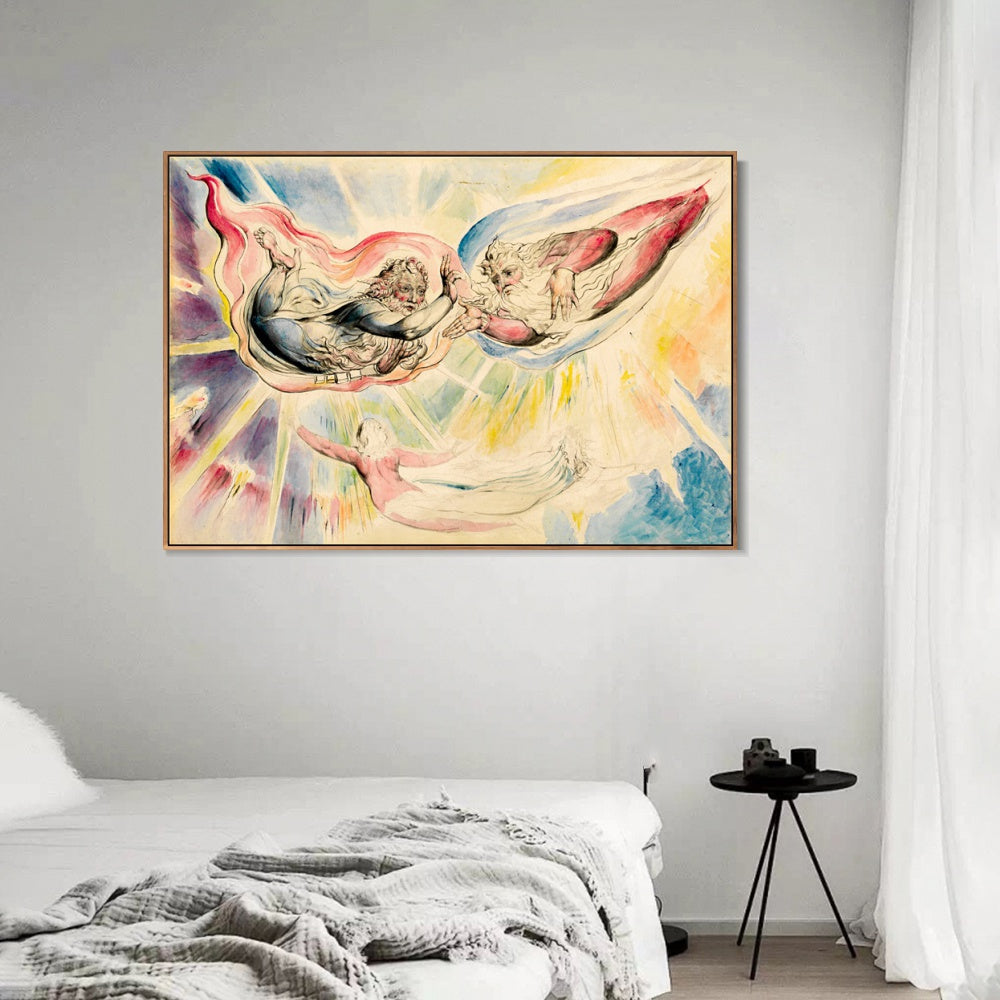 INVIN ART Framed Canvas Giclee Print Art St Peter and St James with Dante and Beatrice by William Blake Wall Art