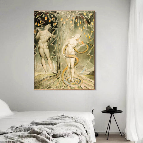 INVIN ART Framed Canvas Giclee Print Art The Temptations and Fall of eve by William Blake Wall Art Living Room Home Office Decorations
