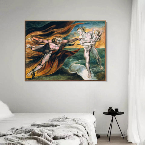 INVIN ART Framed Canvas Giclee Print Art Series#026 by William Blake Wall Art Living Room Home Office Decorations