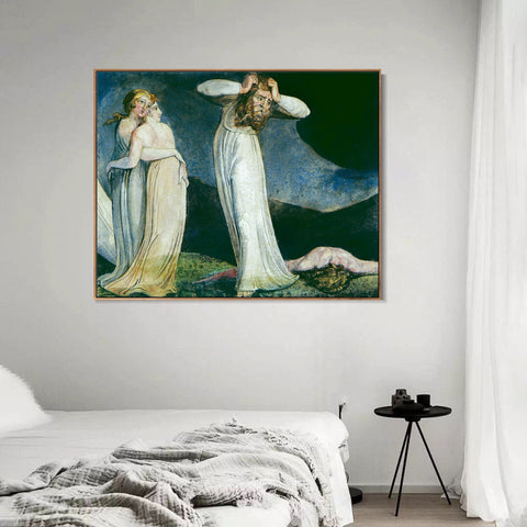 INVIN ART Framed Canvas Giclee Print Art Series#031 by William Blake Wall Art Living Room Home Office Decorations