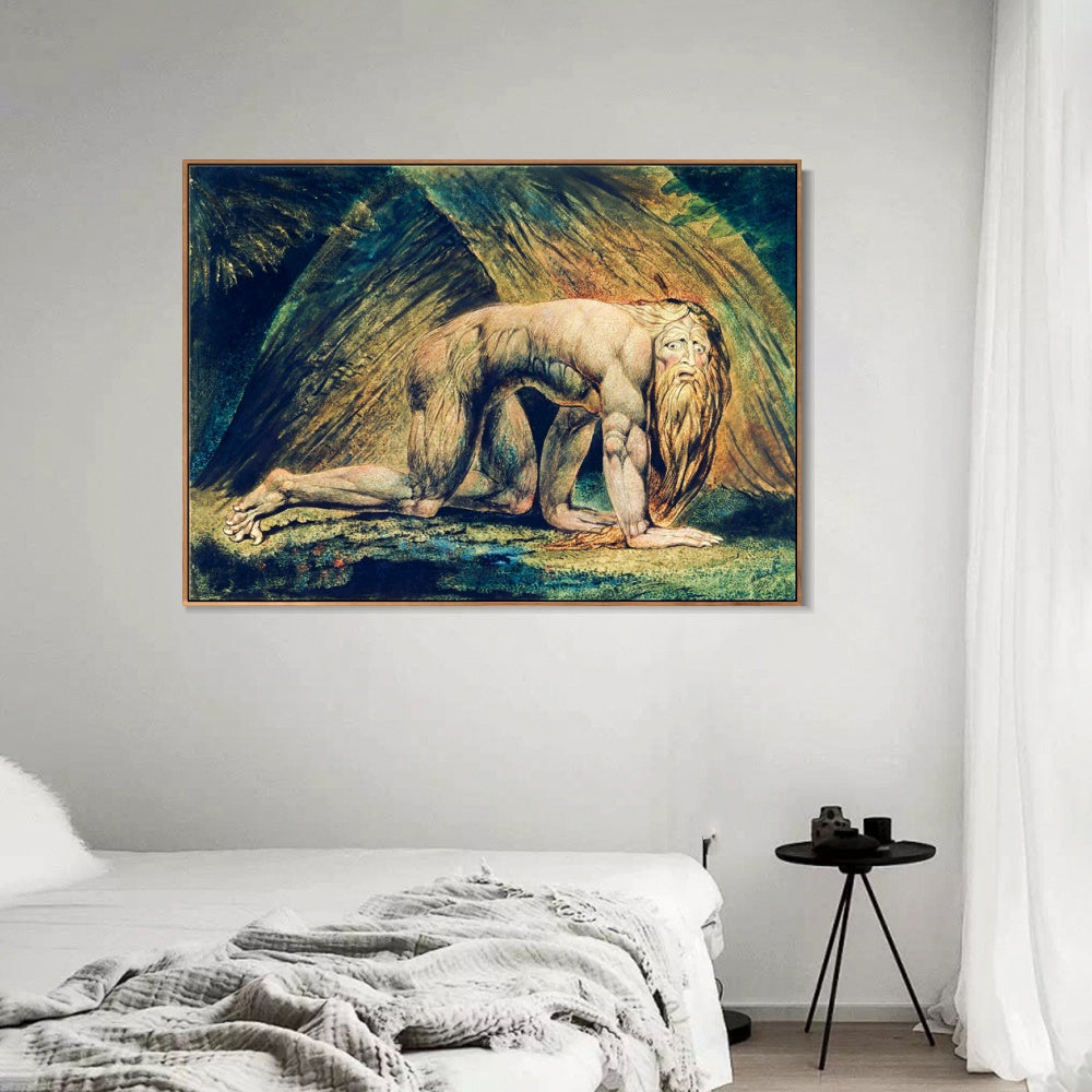 INVIN ART Framed Canvas Giclee Print Art NEBUCHADNEZZAR by William Blake Wall Art