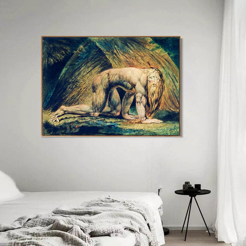 INVIN ART Framed Canvas Giclee Print Art NEBUCHADNEZZAR by William Blake Wall Art Living Room Home Office Decorations