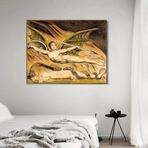 INVIN ART Framed Canvas Giclee Print Art Satan Exulting over Eve by William Blake Wall Art Living Room Home Office Decorations