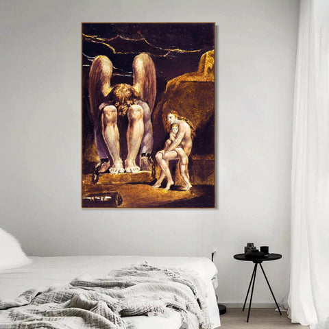 INVIN ART Framed Canvas Giclee Print Art Series#039 by William Blake Wall Art Living Room Home Office Decorations