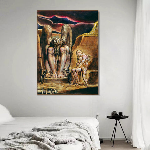 INVIN ART Framed Canvas Giclee Print Art Series#040 by William Blake Wall Art Living Room Home Office Decorations