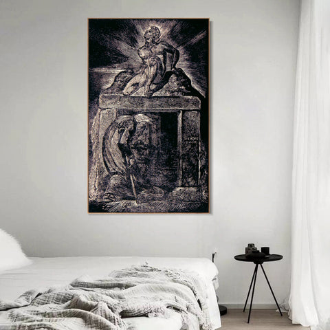 INVIN ART Framed Canvas Giclee Print Art Series#042 by William Blake Wall Art Living Room Home Office Decorations