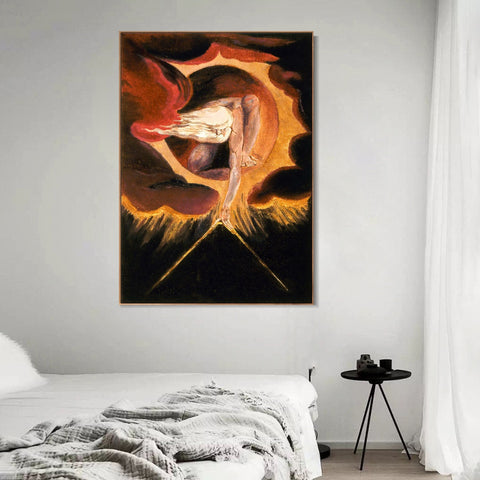 INVIN ART Framed Canvas Giclee Print Art the omnipotent#2 by William Blake Wall Art Living Room Home Office Decorations