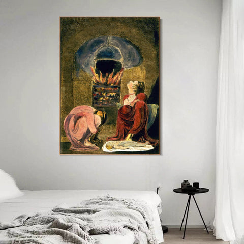 INVIN ART Framed Canvas Giclee Print Art Series#044 by William Blake Wall Art Living Room Home Office Decorations