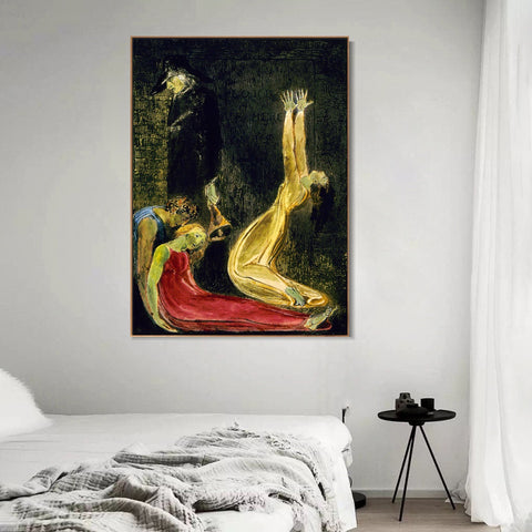 INVIN ART Framed Canvas Giclee Print Art Series#045 by William Blake Wall Art Living Room Home Office Decorations