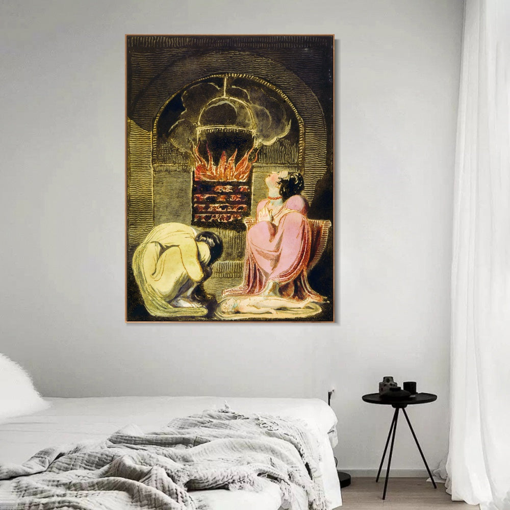 INVIN ART Framed Canvas Giclee Print Art Series#047 by William Blake Wall Art