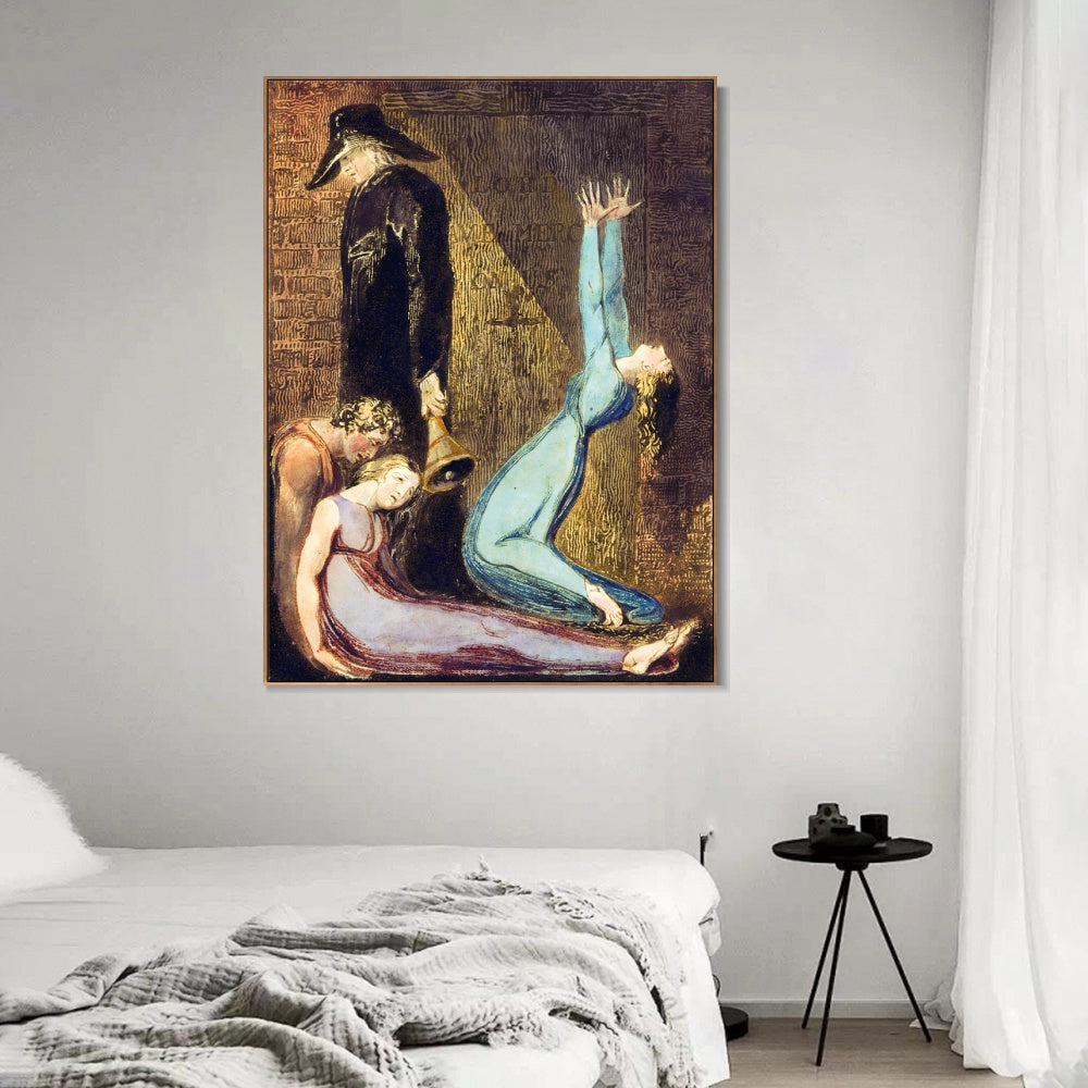 INVIN ART Framed Canvas Giclee Print Art Series#048 by William Blake Wall Art