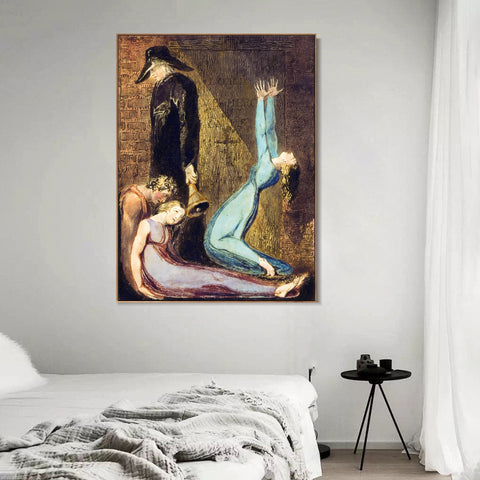 INVIN ART Framed Canvas Giclee Print Art Series#048 by William Blake Wall Art Living Room Home Office Decorations