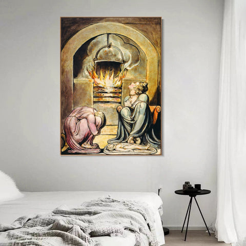 INVIN ART Framed Canvas Giclee Print Art Series#051 by William Blake Wall Art Living Room Home Office Decorations