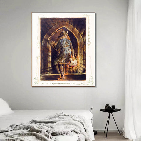 INVIN ART Framed Canvas Giclee Print Art Los Entering the Grave by William Blake Wall Art Living Room Home Office Decorations