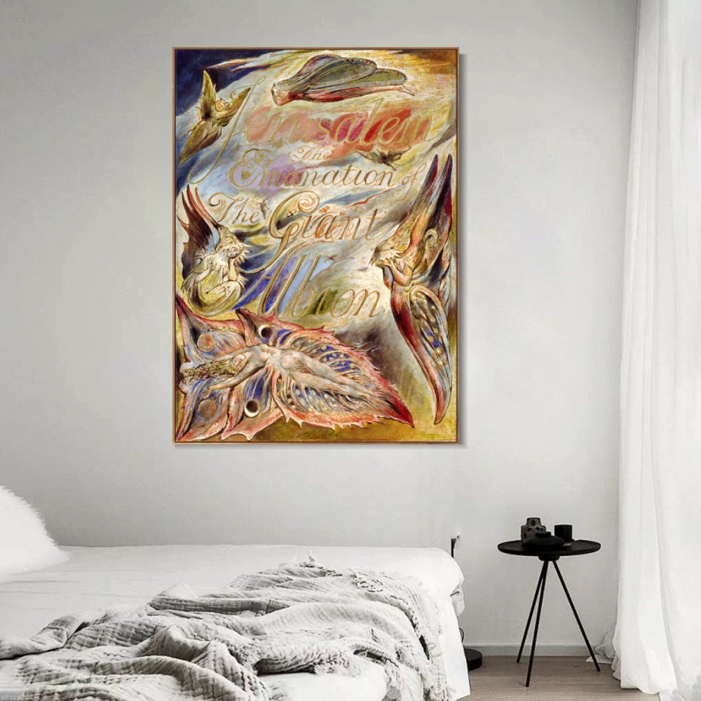 INVIN ART Framed Canvas Giclee Print Art Jerusalem by William Blake Wall Art