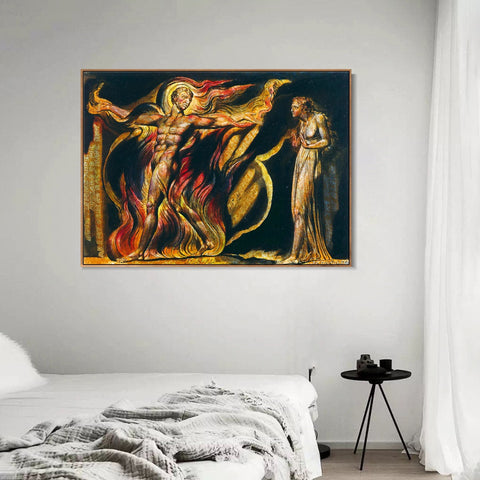 INVIN ART Framed Canvas Giclee Print Art Series#054 by William Blake Wall Art Living Room Home Office Decorations