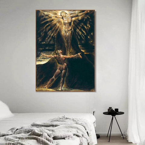 INVIN ART Framed Canvas Giclee Print Art Series#056 by William Blake Wall Art Living Room Home Office Decorations