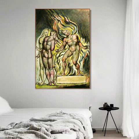 INVIN ART Framed Canvas Giclee Print Art Series#059 by William Blake Wall Art Living Room Home Office Decorations