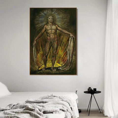 INVIN ART Framed Canvas Giclee Print Art Series#060 by William Blake Wall Art Living Room Home Office Decorations