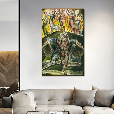 INVIN ART Framed Canvas Giclee Print Art Series#061 by William Blake Wall Art Living Room Home Office Decorations