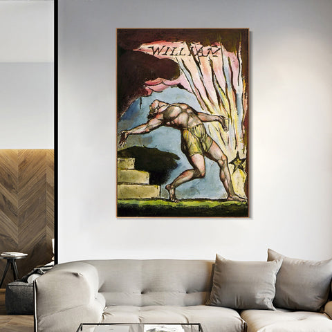INVIN ART Framed Canvas Giclee Print Art Series#062 by William Blake Wall Art Living Room Home Office Decorations