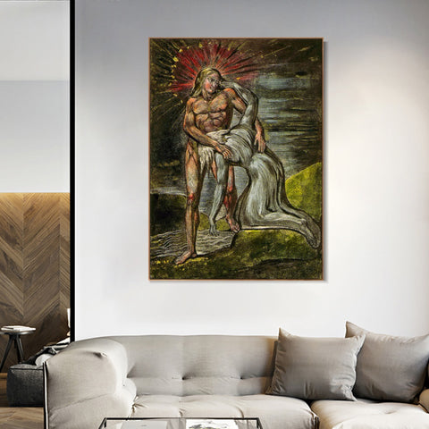 INVIN ART Framed Canvas Giclee Print Art Series#064 by William Blake Wall Art Living Room Home Office Decorations