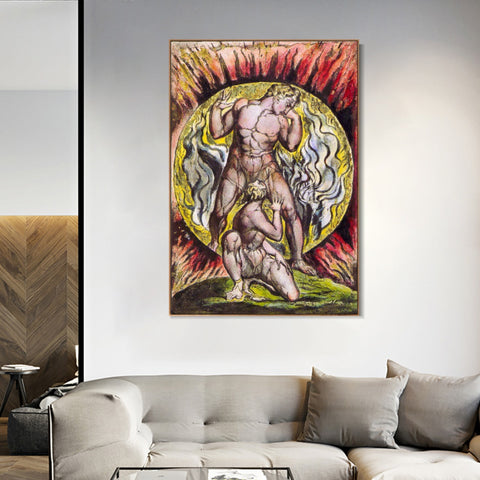 INVIN ART Framed Canvas Giclee Print Art Series#065 by William Blake Wall Art Living Room Home Office Decorations