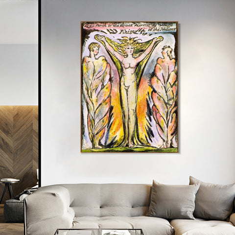 INVIN ART Framed Canvas Giclee Print Art Series#066 by William Blake Wall Art Living Room Home Office Decorations