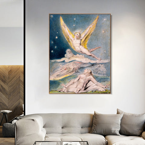 INVIN ART Framed Canvas Giclee Print Art Night Startled by William Blake Wall Art Living Room Home Office Decorations