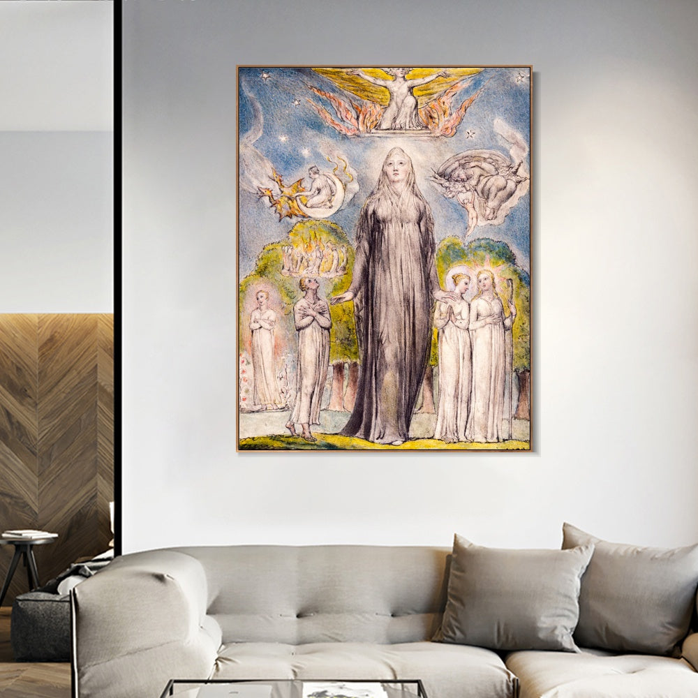 INVIN ART Framed Canvas Giclee Print Art Melancholy by William Blake Wall Art