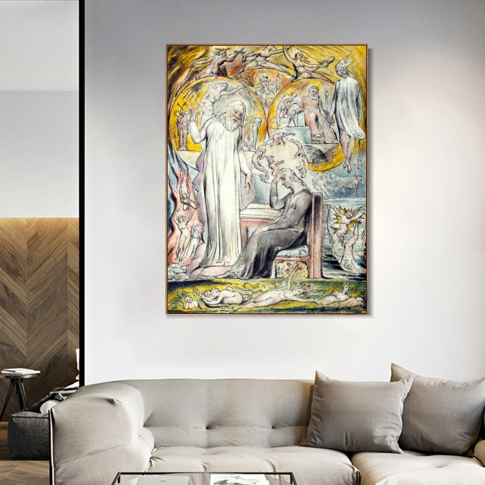 INVIN ART Framed Canvas Giclee Print Art The Spirit of Plato by William Blake Wall Art