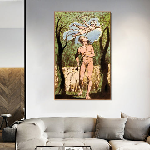 INVIN ART Framed Canvas Giclee Print Art Series#077 by William Blake Wall Art Living Room Home Office Decorations