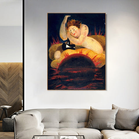 INVIN ART Framed Canvas Giclee Print Art Series#080 by William Blake Wall Art Living Room Home Office Decorations