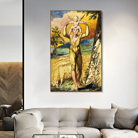 INVIN ART Framed Canvas Giclee Print Art Songs of Innocence and of Experience#2 by William Blake Wall Art Living Room Home Office Decorations
