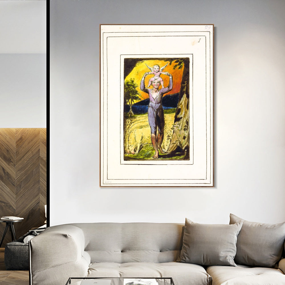 INVIN ART Framed Canvas Giclee Print Art Songs of Innocence and of Experience#4 by William Blake Wall Art