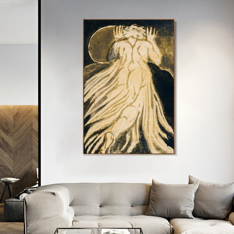 INVIN ART Framed Canvas Giclee Print Art Series#097 by William Blake Wall Art Living Room Home Office Decorations