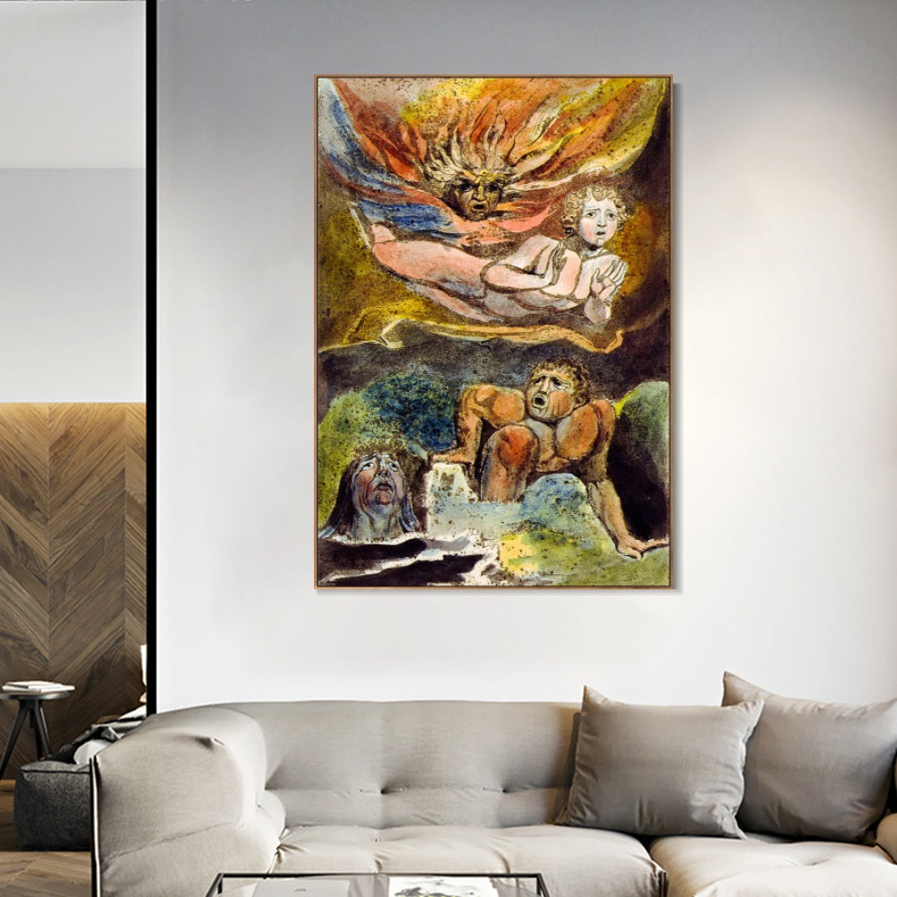 INVIN ART Framed Canvas Giclee Print Art Series#100 by William Blake Wall Art