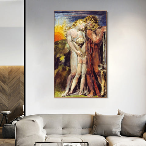INVIN ART Framed Canvas Giclee Print Art Series#101 by William Blake Wall Art Living Room Home Office Decorations