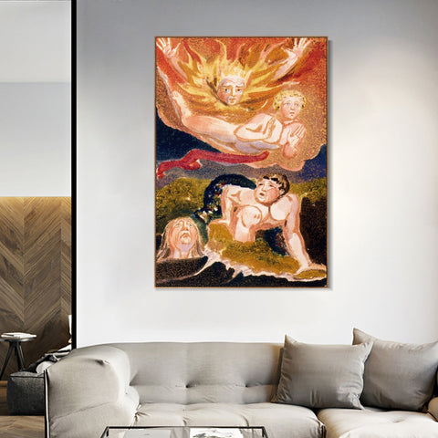 INVIN ART Framed Canvas Giclee Print Art Series#107 by William Blake Wall Art Living Room Home Office Decorations