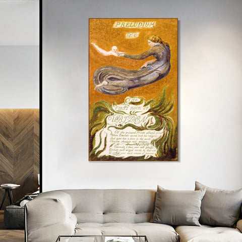 INVIN ART Framed Canvas Giclee Print Art Series#108 by William Blake Wall Art Living Room Home Office Decorations