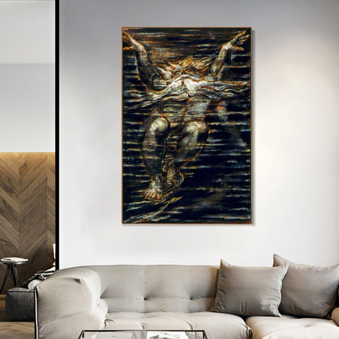 INVIN ART Framed Canvas Giclee Print Art The First Book of Urizen#3 by William Blake Wall Art Living Room Home Office Decorations