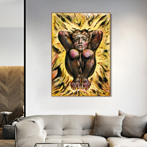INVIN ART Framed Canvas Giclee Print Art Series#114 by William Blake Wall Art Living Room Home Office Decorations
