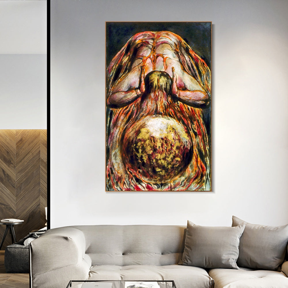 INVIN ART Framed Canvas Giclee Print Art The First Book of Urizen by William Blake Wall Art