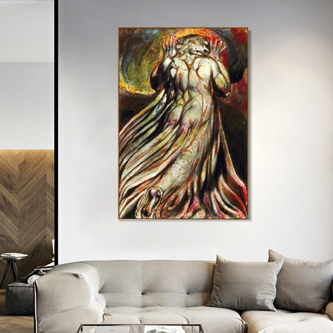 INVIN ART Framed Canvas Giclee Print Art Series#117 by William Blake Wall Art Living Room Home Office Decorations