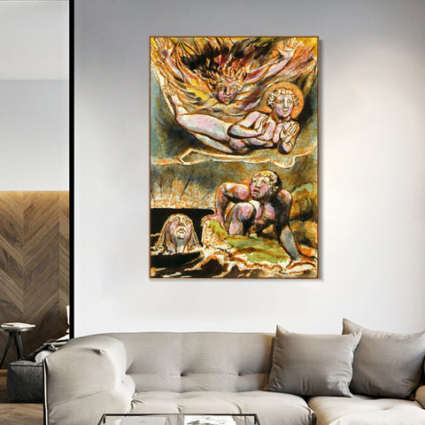 INVIN ART Framed Canvas Giclee Print Art Series#118 by William Blake Wall Art Living Room Home Office Decorations