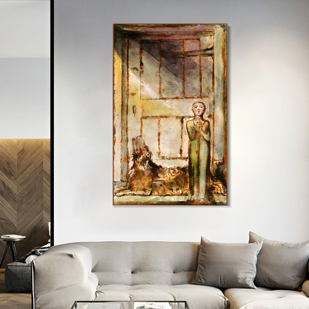 INVIN ART Framed Canvas Giclee Print Art Series#119 by William Blake Wall Art